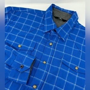 Wrangler Men’s Blue Plaid Flannel Pearl Snap Long Sleeve Shirt Sz Medium A5